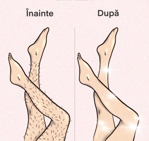 Desen cu picioare inainte si dupa epilarea definitiva cu laser alexandrite, cu fire crescute in piele